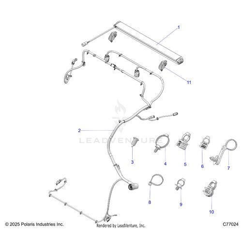 An Image of a Genuine Polaris Parts Schematic Diagram showing the schematic - ELECTRICAL: REAR HARNESS AND LIGHTING - 2026 POLARIS RZR PRO R RACE H.O.