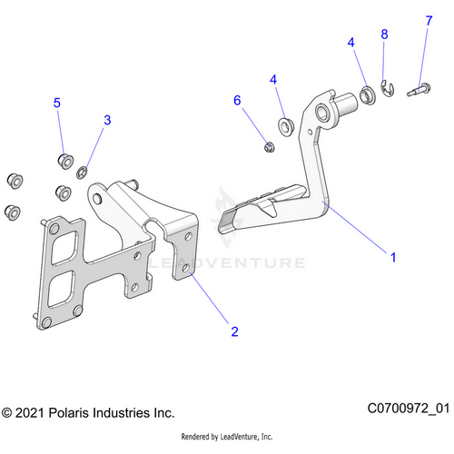 An Image of a Genuine Polaris Parts Schematic Diagram showing the schematic - BRAKES: PEDAL AND MASTER CYLINDER - 2021 POLARIS RZR XP 4 TURBO