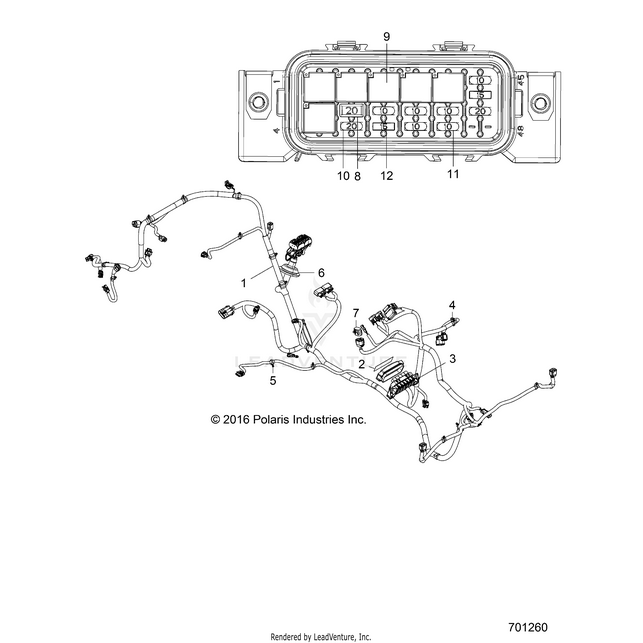 An Image of a Genuine Polaris Parts Schematic Diagram showing the schematic - ELECTRICAL: WIRE HARNESS - 2018 POLARIS RZR 570 EPS