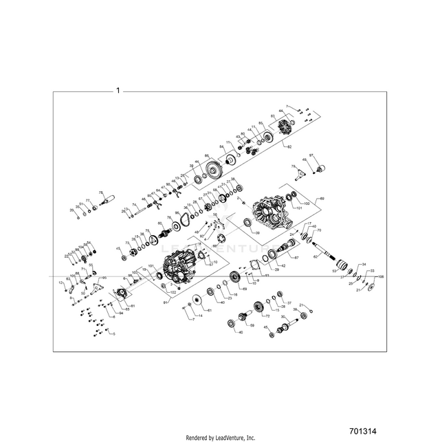 An Image of a Genuine Polaris Parts Schematic Diagram showing the schematic - DRIVE TRAIN: MAIN GEARCASE - 2021 POLARIS RZR TRAIL