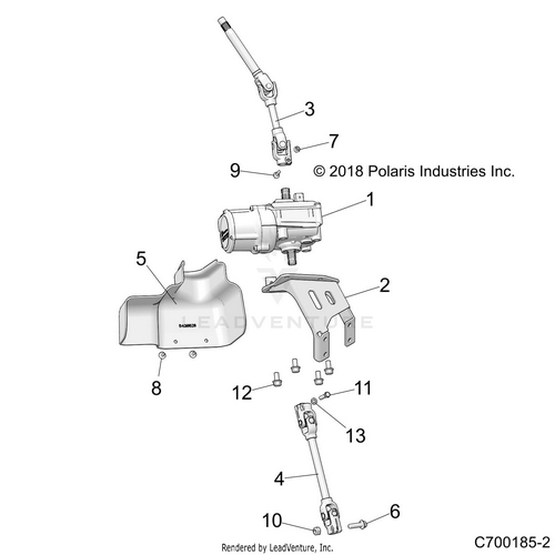 An Image of a Genuine Polaris Parts Schematic Diagram showing the schematic - STEERING: POWER STEERING AND SHAFTS - 2021 POLARIS RZR TRAIL