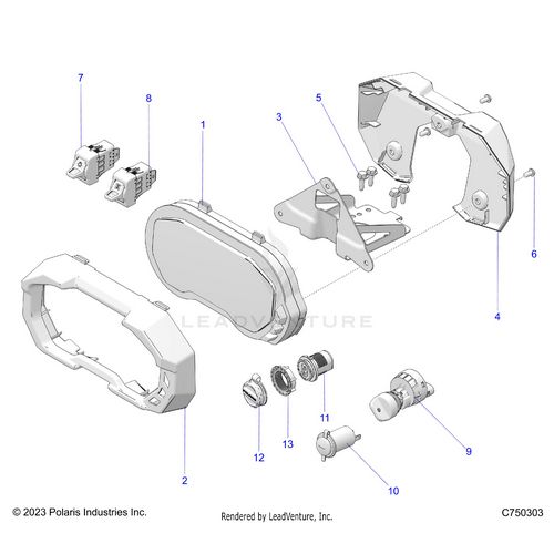An Image of a Genuine Polaris Parts Schematic Diagram showing the schematic - ELECTRICAL: DASH INSTRUMENTS AND CONTROLS - 2026 POLARIS RZR PRO S SPORT