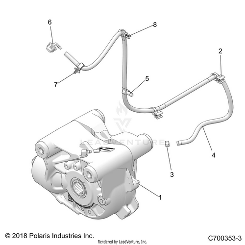 An Image of a Genuine Polaris Parts Schematic Diagram showing the schematic - DRIVE TRAIN: FRONT GEARCASE MOUNTING - 2019 POLARIS RZR XP 4 TURBO S VELOCITY
