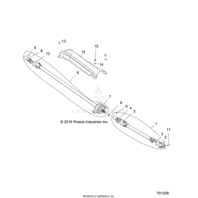 An Image of a Genuine Polaris Parts Schematic Diagram showing the schematic - DRIVE TRAIN: FRONT PROP SHAFT - 2017 POLARIS RZR XP 1000