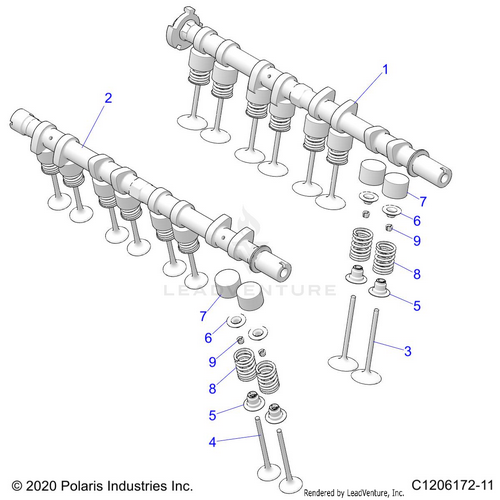 An Image of a Genuine Polaris Parts Schematic Diagram showing the schematic - ENGINE: VALVES - 2024 POLARIS RZR PRO R ULTIMATE