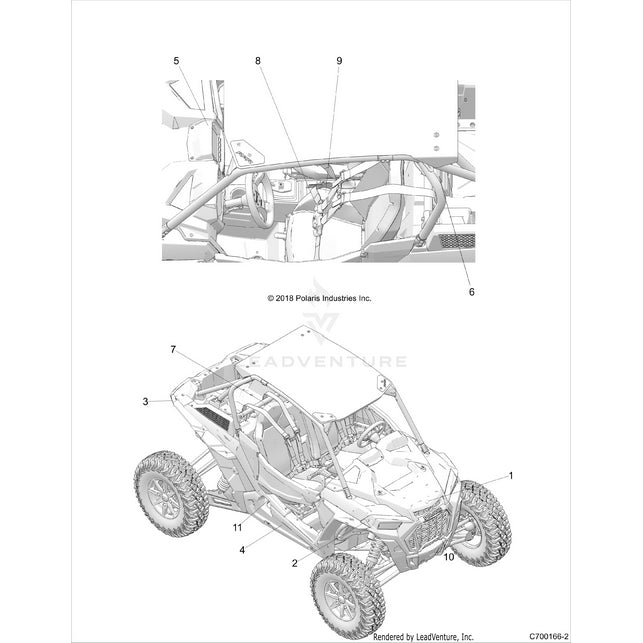 An Image of a Genuine Polaris Parts Schematic Diagram showing the schematic - BODY: DECALS STANDARD - 2019 POLARIS RZR XP TURBO S