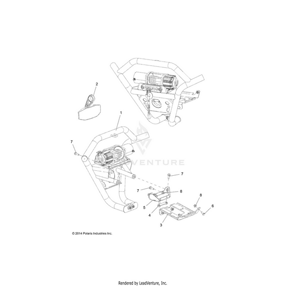 An Image of a Genuine Polaris Parts Schematic Diagram showing the schematic - ACCESSORY: FRONT BUMPER - 2015 POLARIS RZR XP 1000