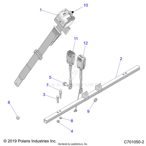An Image of a Genuine Polaris Parts Schematic Diagram showing the schematic - BODY: SEAT MOUNTING and BELTS - 2022 POLARIS RZR TRAIL 570