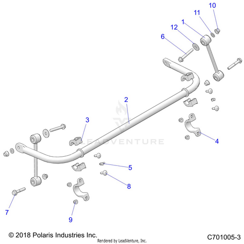 An Image of a Genuine Polaris Parts Schematic Diagram showing the schematic - SUSPENSION: STABILIZER BAR REAR - 2021 POLARIS RZR XP TURBO