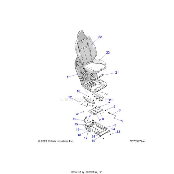 An Image of a Genuine Polaris Parts Schematic Diagram showing the schematic - BODY: SEAT ASM. AND SLIDER - 2026 POLARIS RZR XP 1000 SPORT