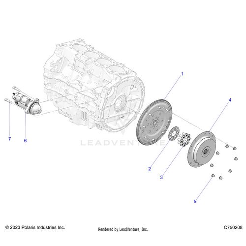 An Image of a Genuine Polaris Parts Schematic Diagram showing the schematic - ENGINE: STARTER FLYWHEEL AND RELATED - 2025 POLARIS RZR PRO R SPORT