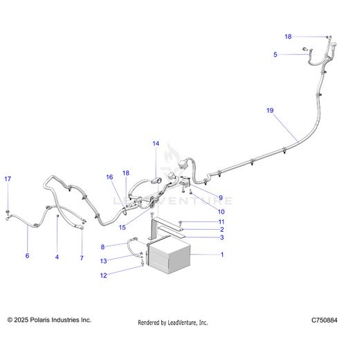 An Image of a Genuine Polaris Parts Schematic Diagram showing the schematic - ELECTRICAL: BATTERY AND RELATED - 2025 POLARIS RZR PRO R ULTIMATE