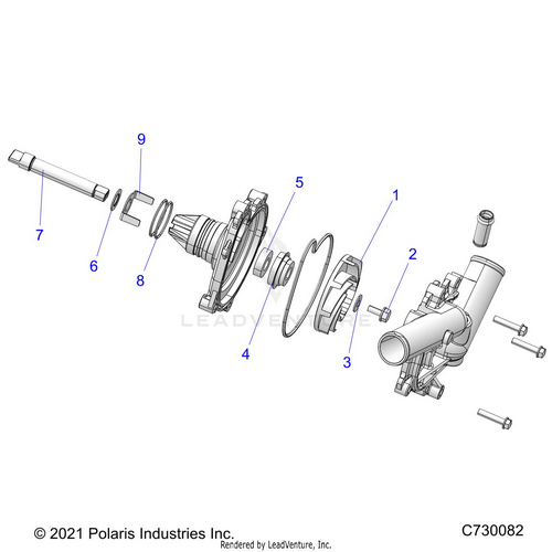 An Image of a Genuine Polaris Parts Schematic Diagram showing the schematic - ENGINE: WATERPUMP ASSEMBLY - 2026 POLARIS RZR XP S 4 1000 SPORT