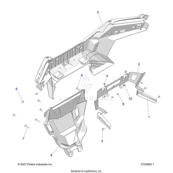 An Image of a Genuine Polaris Parts Schematic Diagram showing the schematic - BODY: REAR BUMPER - 2024 POLARIS RZR TURBO R 4 ULTIMATE