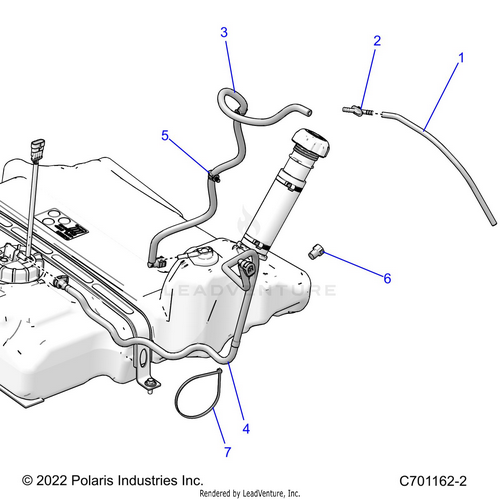 An Image of a Genuine Polaris Parts Schematic Diagram showing the schematic - FUEL: SYSTEM LINES STD. - 2022 POLARIS RZR PRO R SPORT/PREMIUM