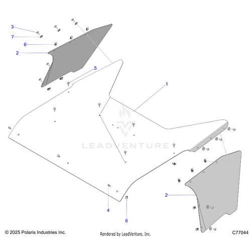 An Image of a Genuine Polaris Parts Schematic Diagram showing the schematic - BODY: ROOF - 2026 POLARIS RZR PRO R RACE