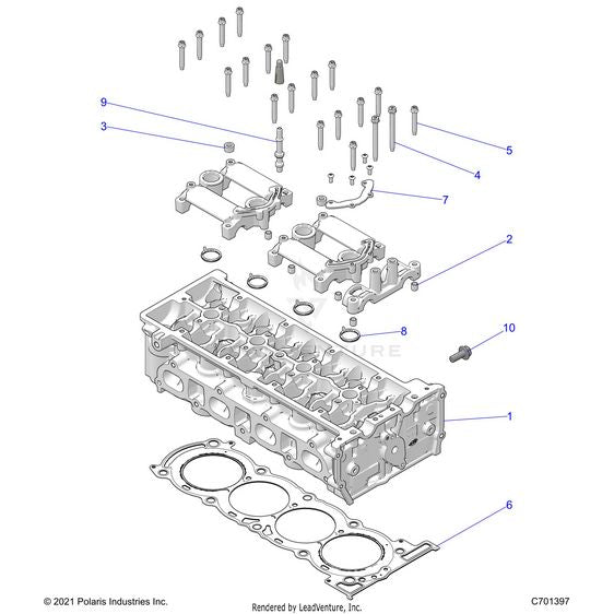 An Image of a Genuine Polaris Parts Schematic Diagram showing the schematic - ENGINE: CYLINDER HEAD - 2023 POLARIS RZR PRO R ULTIMATE TROY LEE DESIGNS