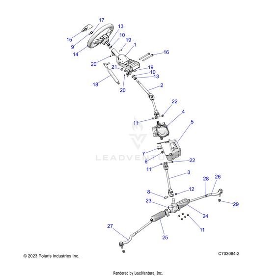 An Image of a Genuine Polaris Parts Schematic Diagram showing the schematic - STEERING: POWER STEERING ASM. - 2023 POLARIS RZR XP 1000 PREMIUM RIDE COMMAND