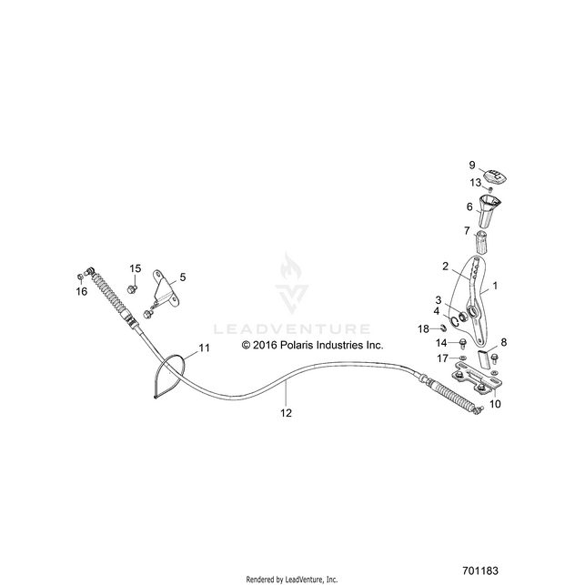 An Image of a Genuine Polaris Parts Schematic Diagram showing the schematic - DRIVE TRAIN: GEAR SELECTOR - 2017 POLARIS RZR XP 1000