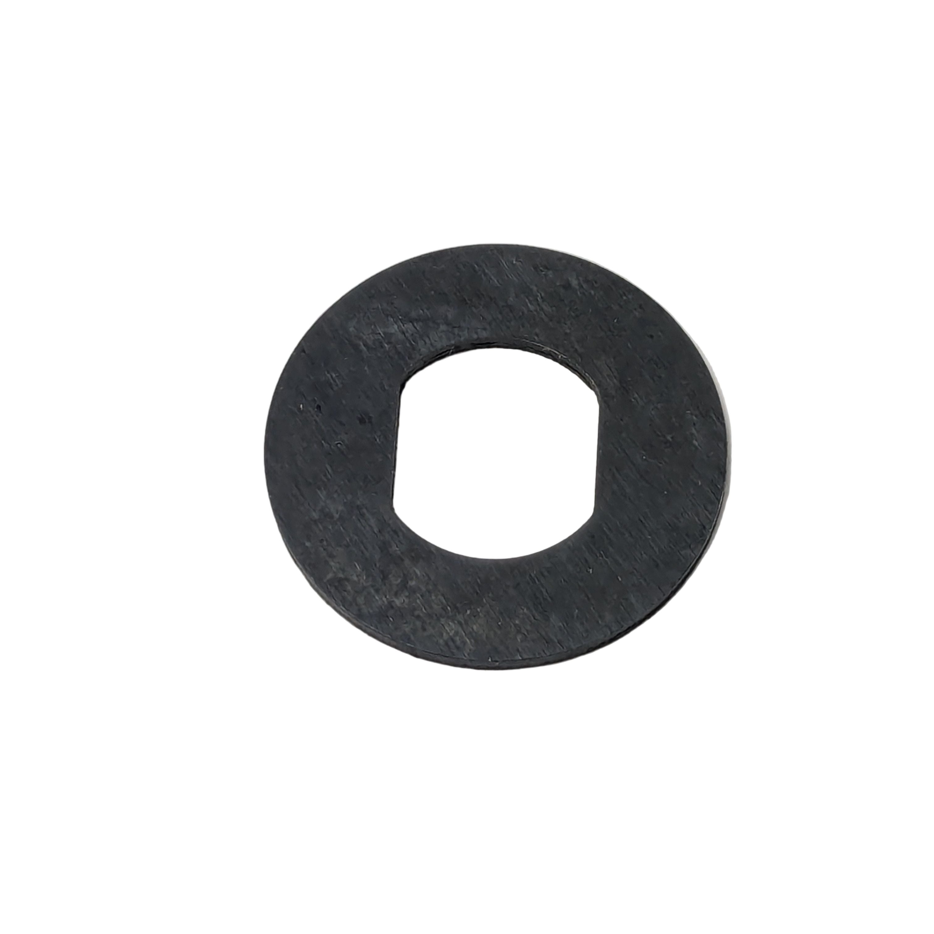 Black rubber water seal gasket with round shape and irregular central hole.