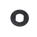 Black rubber water seal gasket with round shape and irregular central hole.