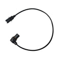Black crankshaft position sensor assembly with cylindrical connector and attached flexible wiring harness.