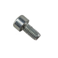 Short silver metal screw with a cylindrical head and threaded shaft.