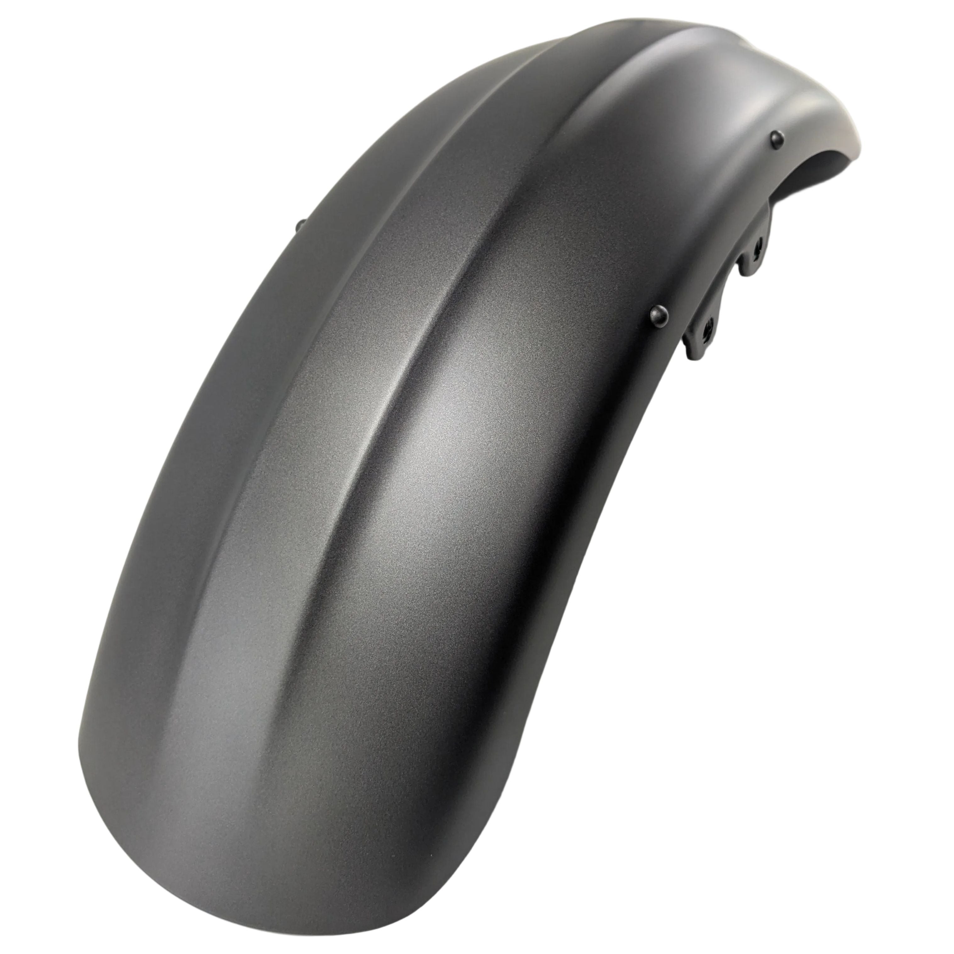 Matte super steel gray front fender with smooth curved design and mounting holes.