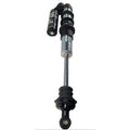 Black and silver Can-Am front shock absorber with coil spring and external reservoir reservoir.