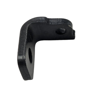 Black metal L-shaped cable mount bracket with two mounting holes.