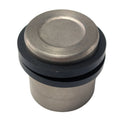 Metallic cylindrical caliper piston with black rubber sealing ring for rear motorcycle brake system.