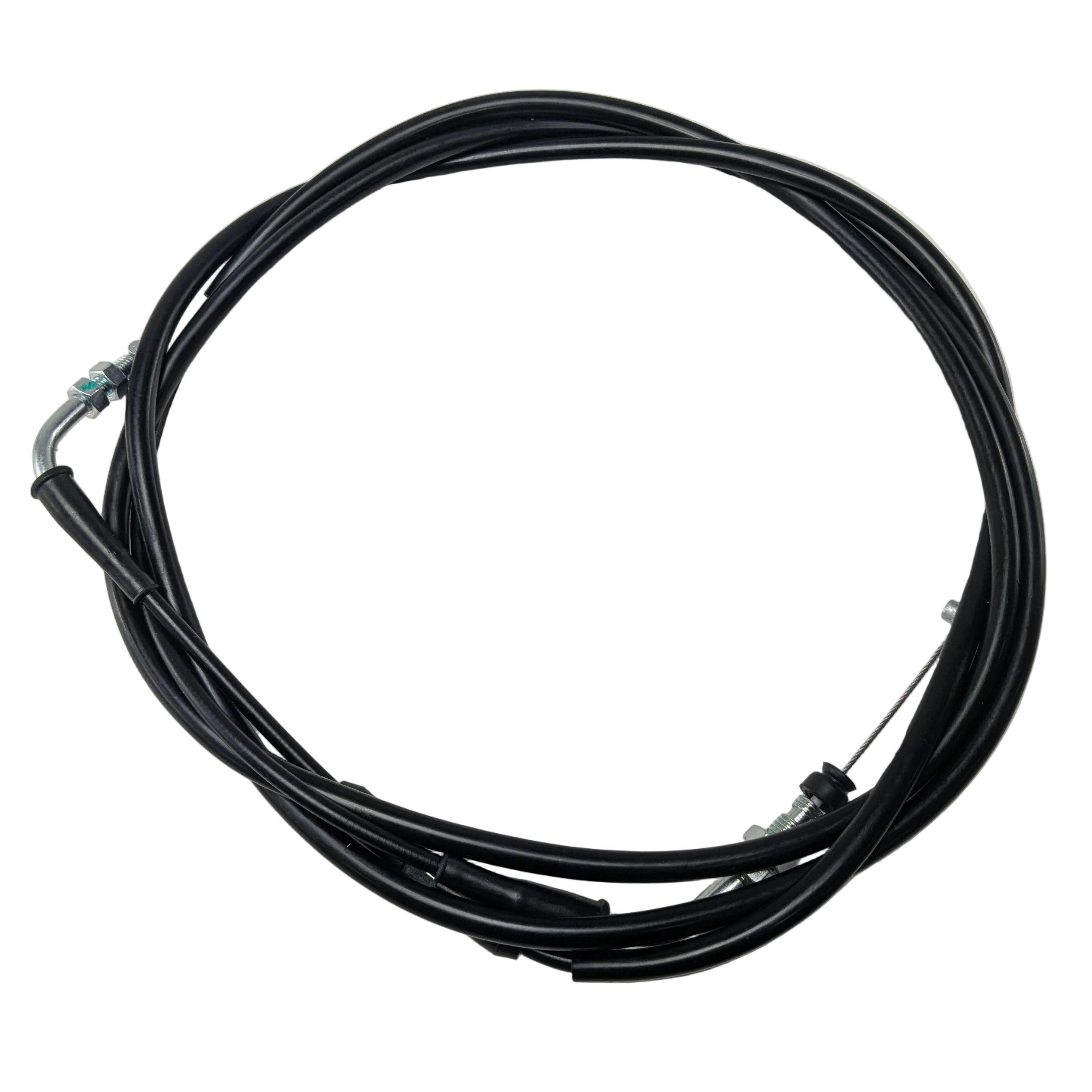 Black coiled throttle cable with metal connectors on both ends for CFMOTO offroad vehicles.