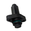 Black plastic tensioner with a cylindrical body and green sealing ring.