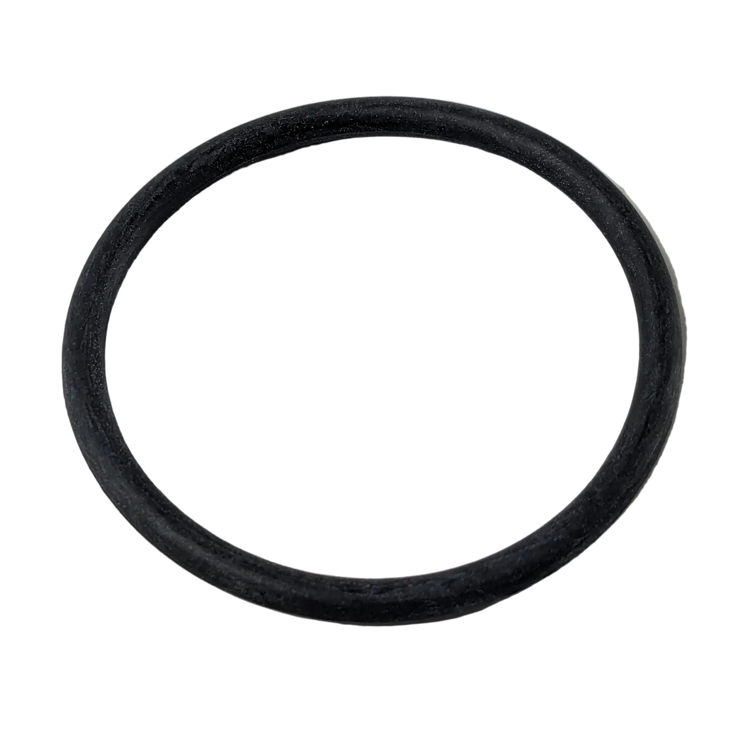 Black rubber O-ring gasket with smooth surface and circular shape on a white background.