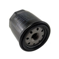 Black cylindrical oil filter with metal base and multiple holes for mounting, designed for Polaris vehicles.