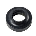Black rubber valve cover isolator with rounded edges and a central hole.