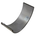 Curved metallic lower grade 3 bearing main with smooth surface and numeric marking.