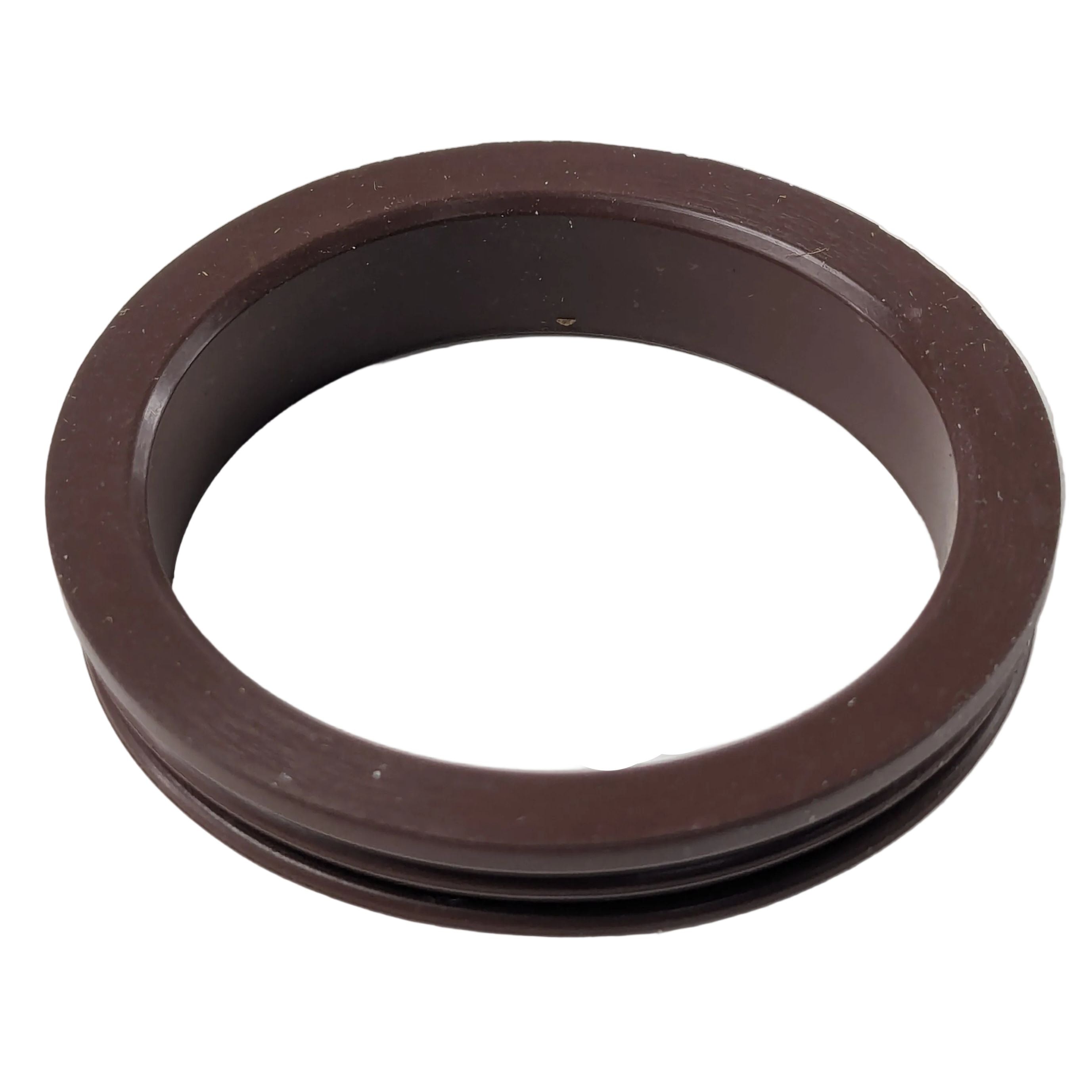 Brown rubber oil pickup seal ring with a smooth flat surface and rounded edges.