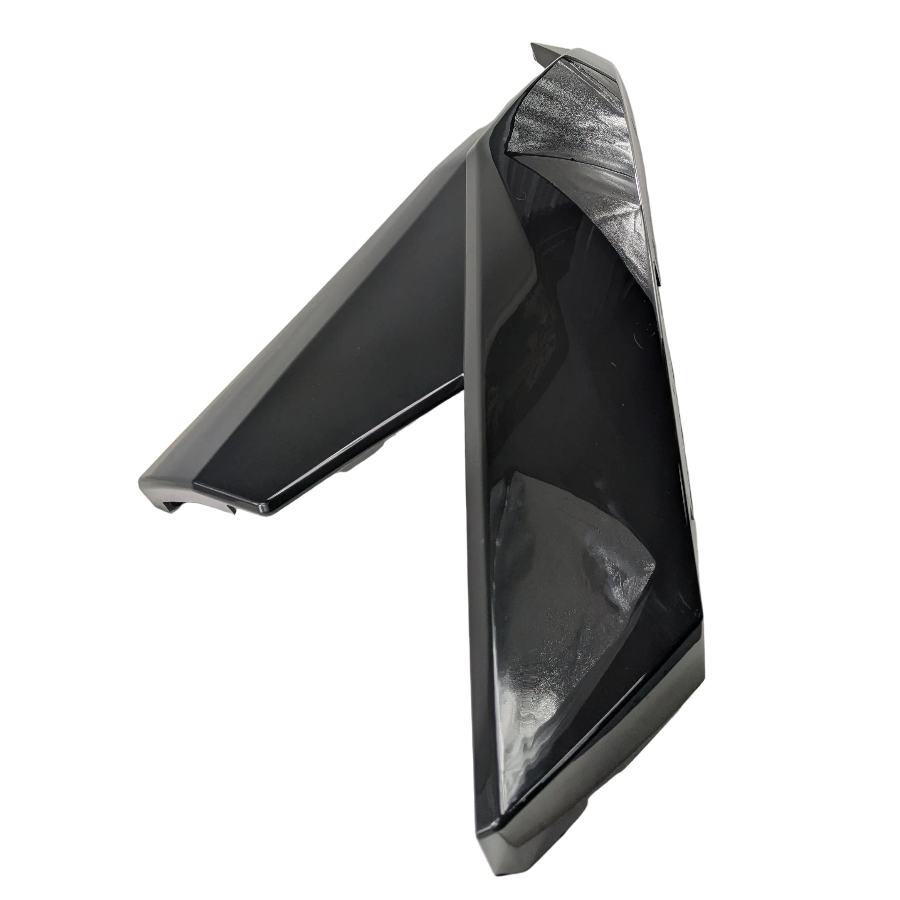 Glossy black plastic right-hand rear fender with angular design for Can-Am Maverick SXS.