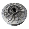 Silver metal inner half assembly with circular shape, central hole, and radial support ribs.