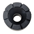Black rubber seat grommet with segmented outer edge and hollow center hole.