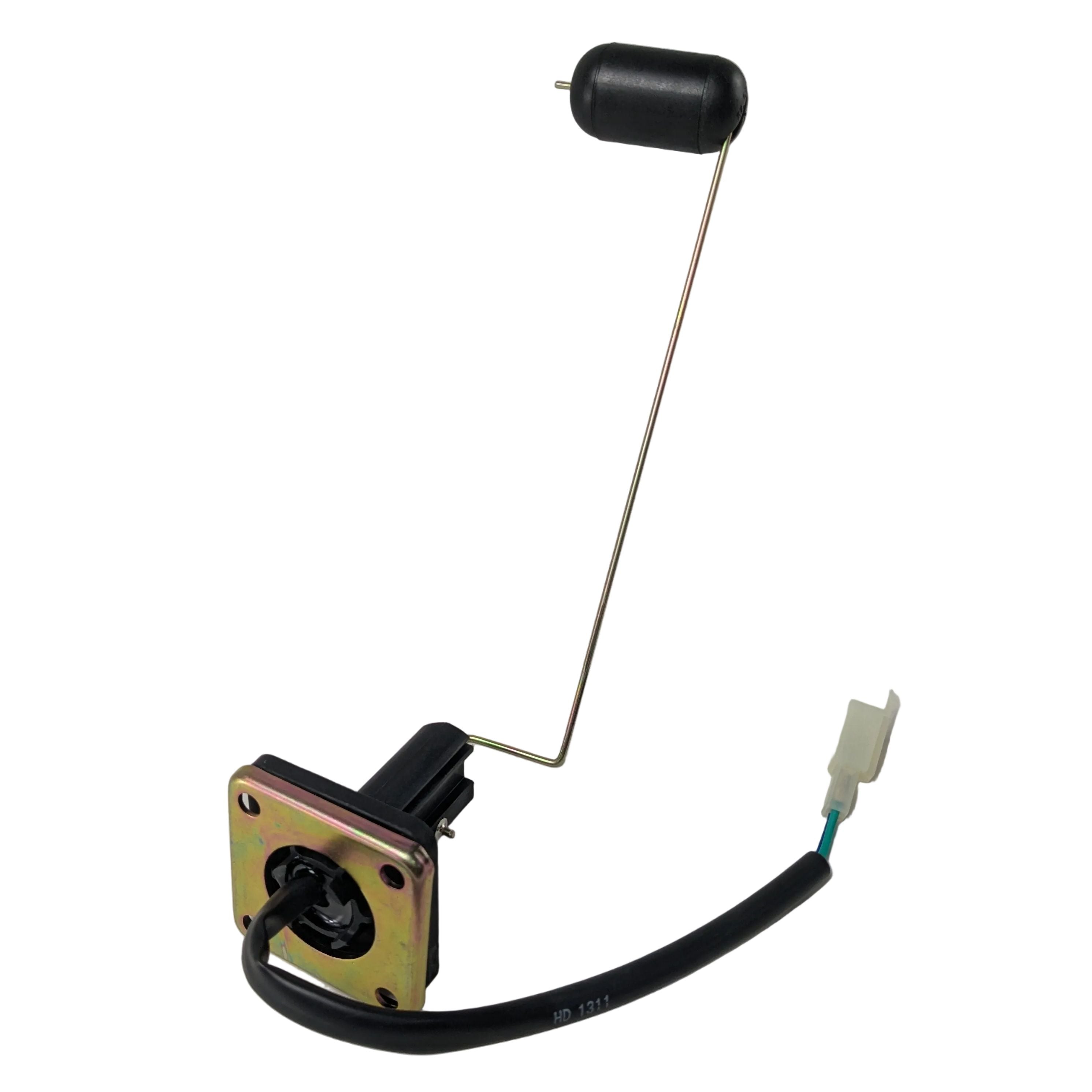 CFMOTO fuel sensor with black float on thin metal rod and wiring harness connector.