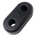 Black oval rubber exhaust isolator with two circular mounting holes.