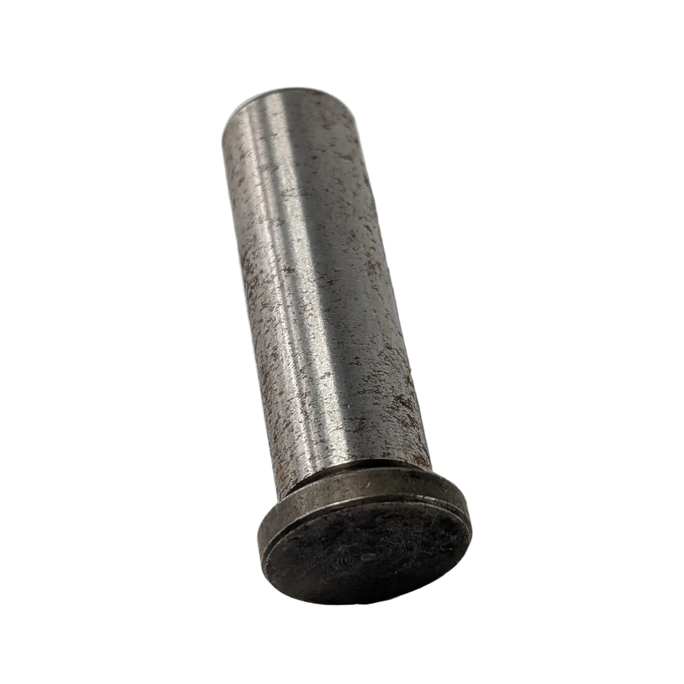 Metal brake plunger pin with cylindrical body and flat rounded head on white background.