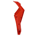 Bright red angled plastic mud guard with multiple mounting points for left rear side of Can-Am Maverick SXS.