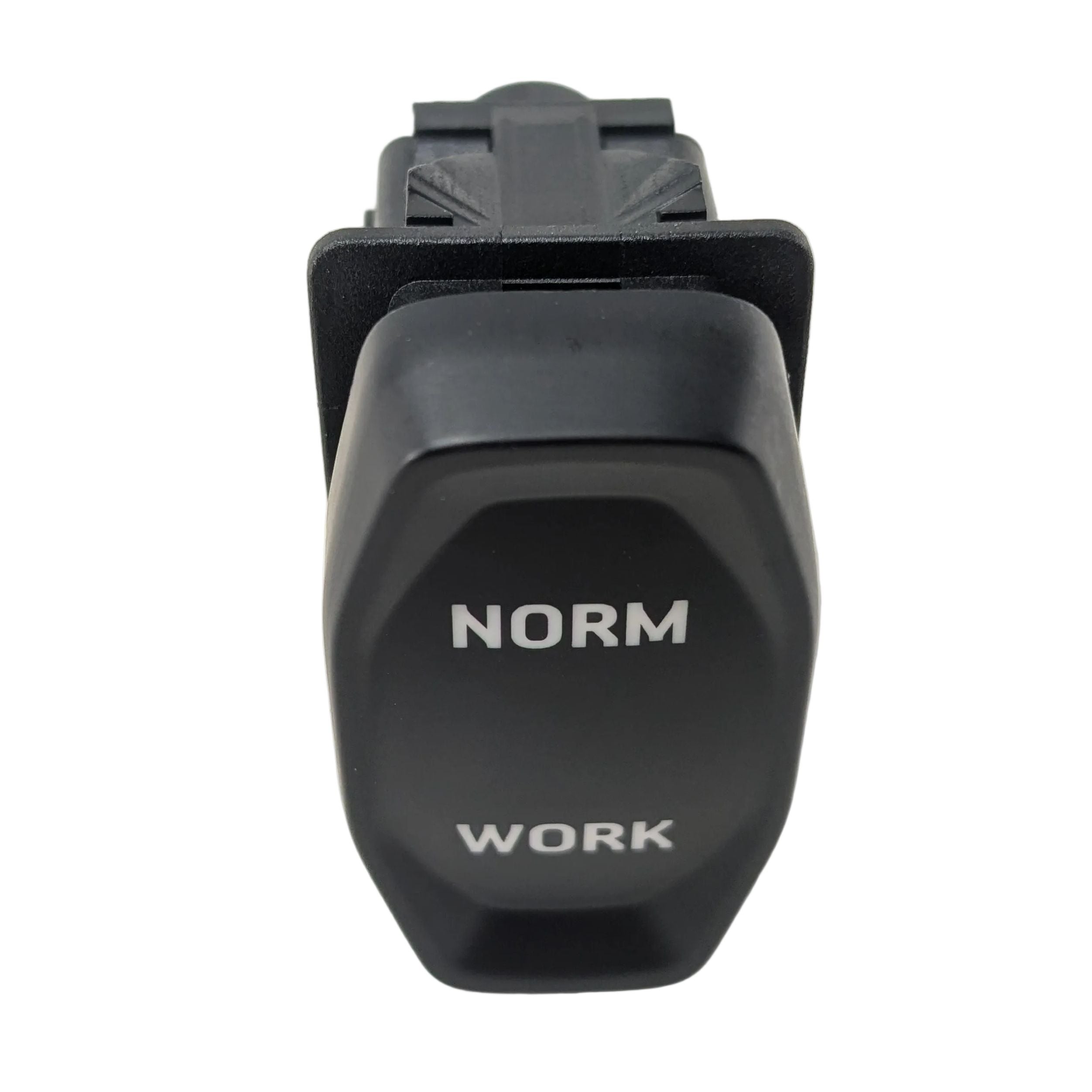 Black rectangular toggle switch with white "NORM" and "WORK" labels on the front face.