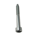 Silver metal socket head screw with hexagonal socket, threaded shaft, and smooth finish.