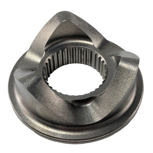 Metallic gray circular slider compensator with internal gear teeth and three raised lobes on top.