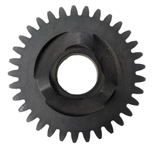 Black metal compensator gear with evenly spaced teeth and central circular opening.