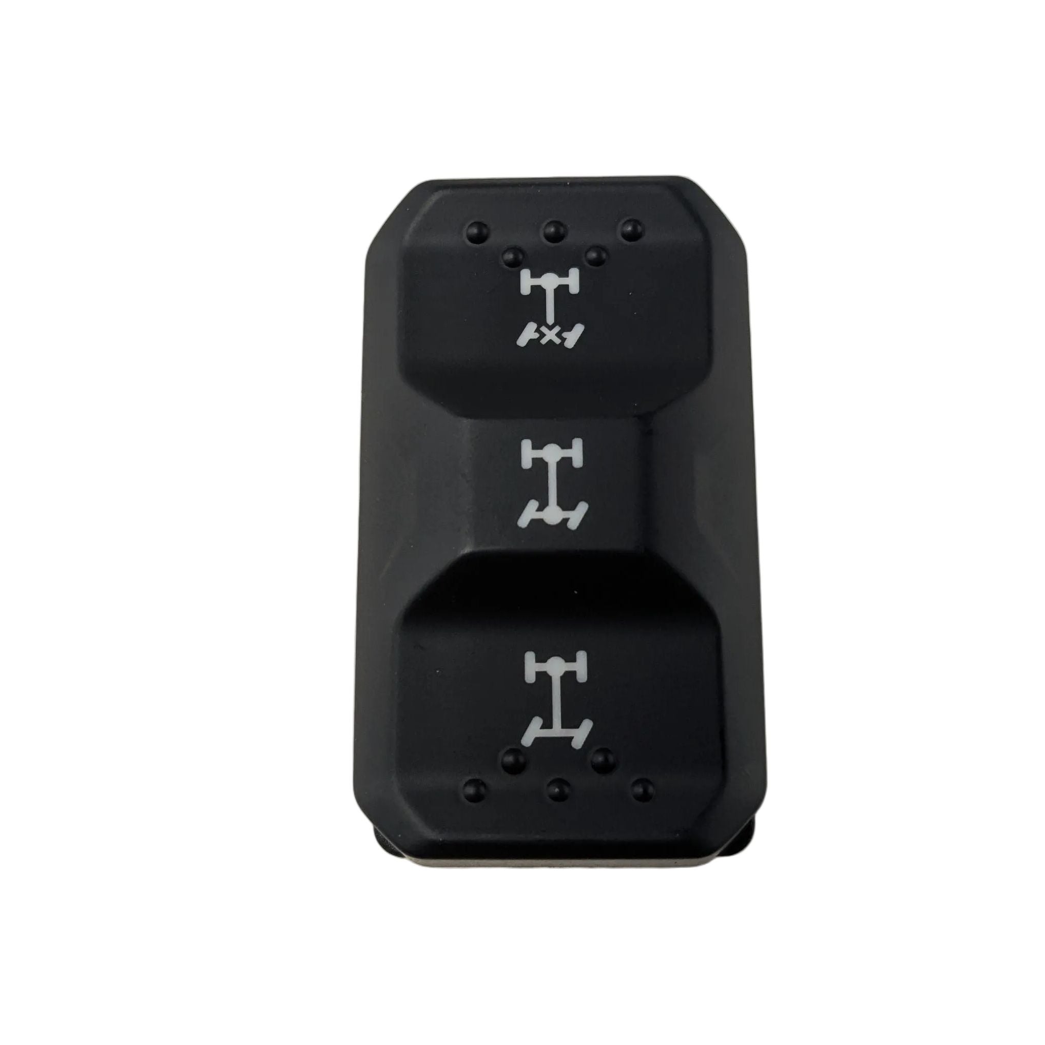 Black rectangular 2WD/4WD switch with white drivetrain icons and center toggle button.